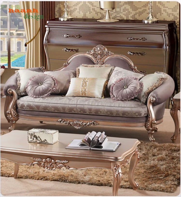 Sofa tân cổ điển phối cùng bàn trà Sofa phòng khách tân cổ điển phối cùng bàn trà
