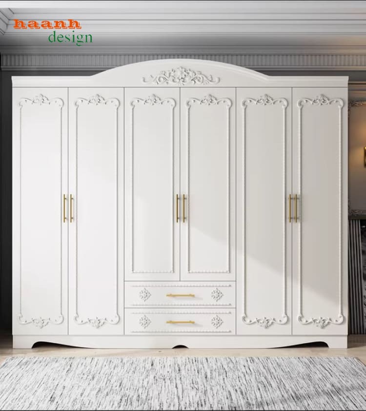 Tủ quần áo tân cổ điển gỗ tự nhiên cao cấp cho phòng ngủ-TAT 009