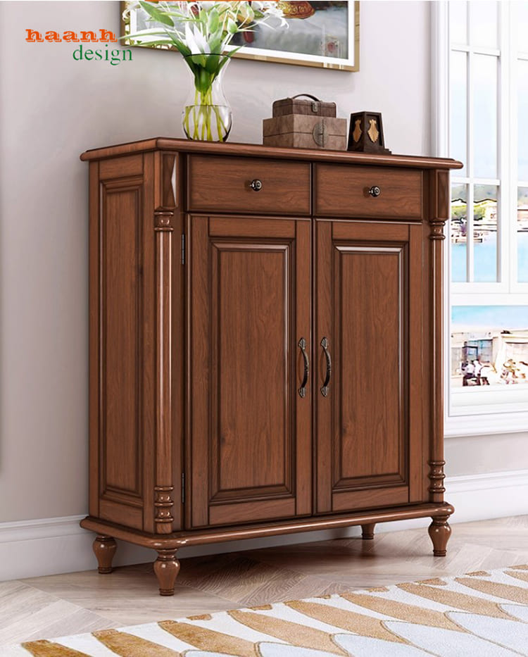 Mẫu tủ để giày dép bằng gỗ tân cổ điển châu Âu cao cấp-TGT 005