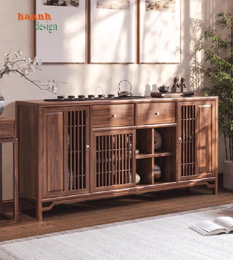 Tủ lưu trữ phòng bếp hiện đại từ gỗ sồi Nga tự nhiên-TLT 006