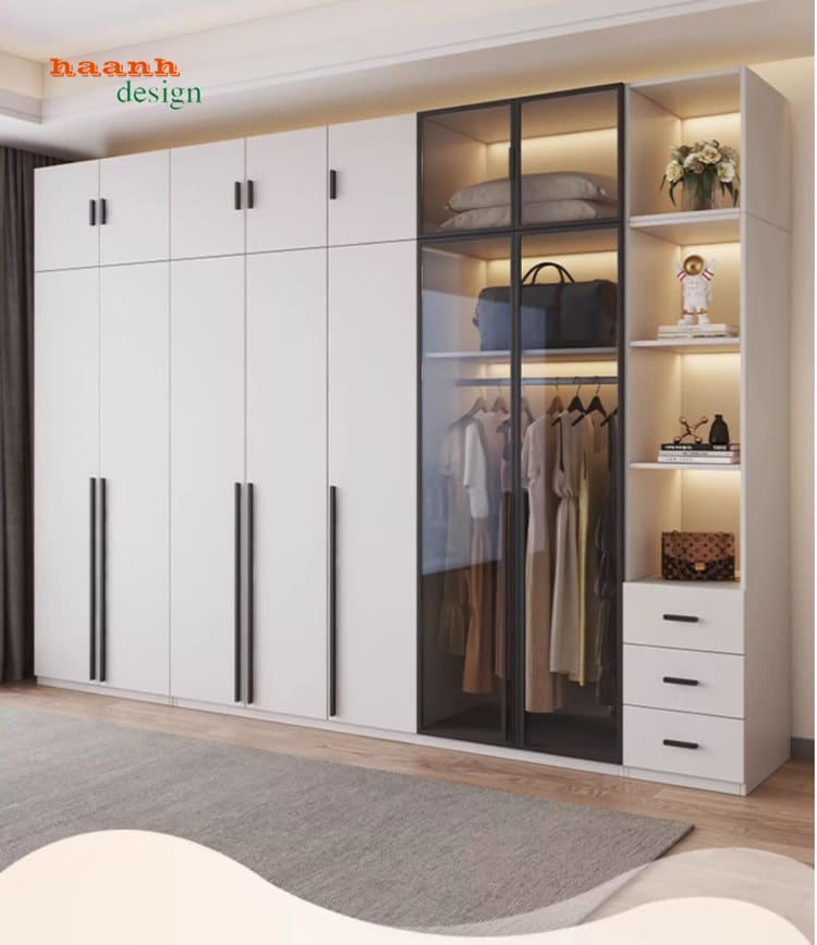 Tủ quần áo gỗ cánh kính – Xu hướng nội thất 2026-TCK 009
