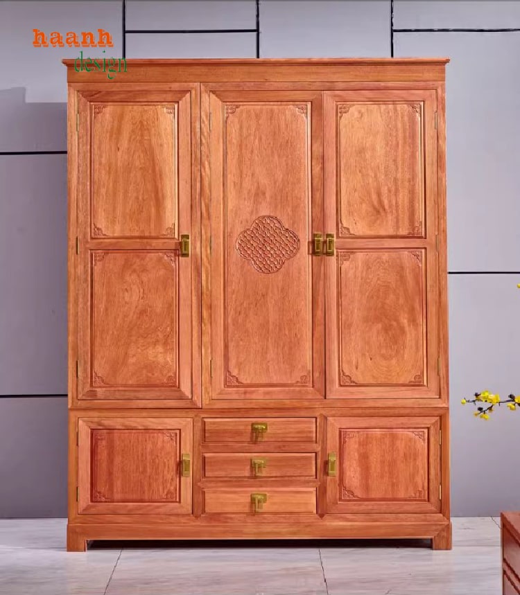 Tủ đựng quần áo bằng gỗ hương – Bền đẹp theo thời gian-TAG 012