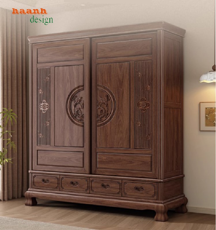 Nâng cấp không gian sống với tủ quần áo cánh chạm-TAG 008