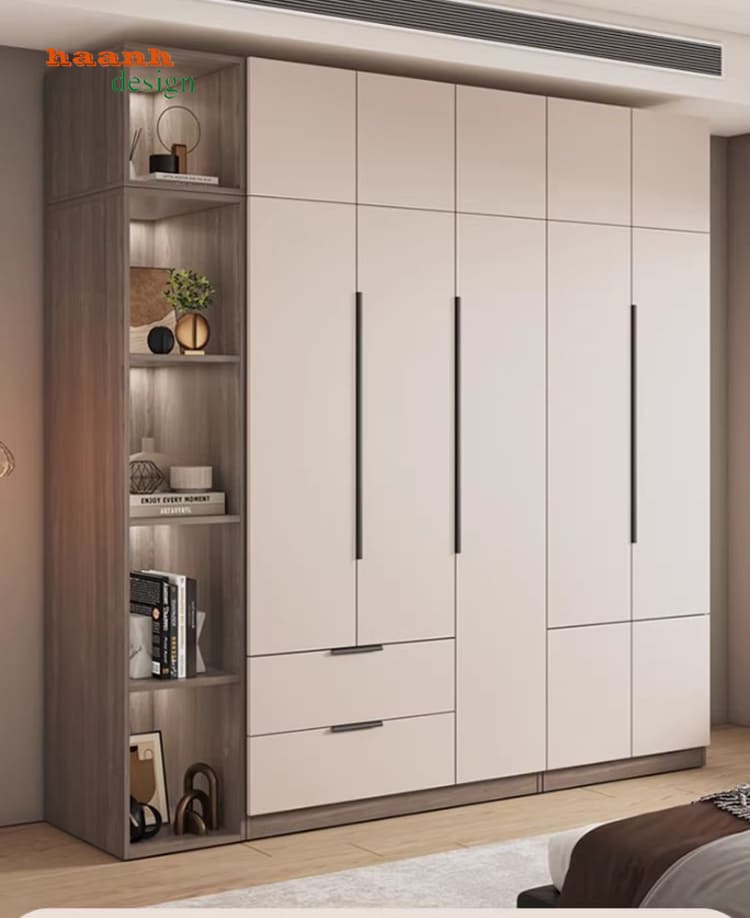 Mẫu tủ quần áo gỗ công nghiệp đẹp thiết kế hai màu hiện đại-TAH 016