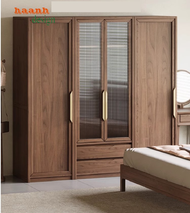 Đẹp mắt với tủ áo gỗ công nghiệp óc chó-TAH 009