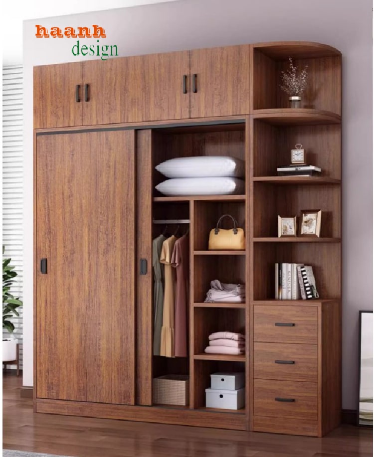 Nâng cao giá trị với tủ áo gỗ óc chó công nghiệp-TAH 007