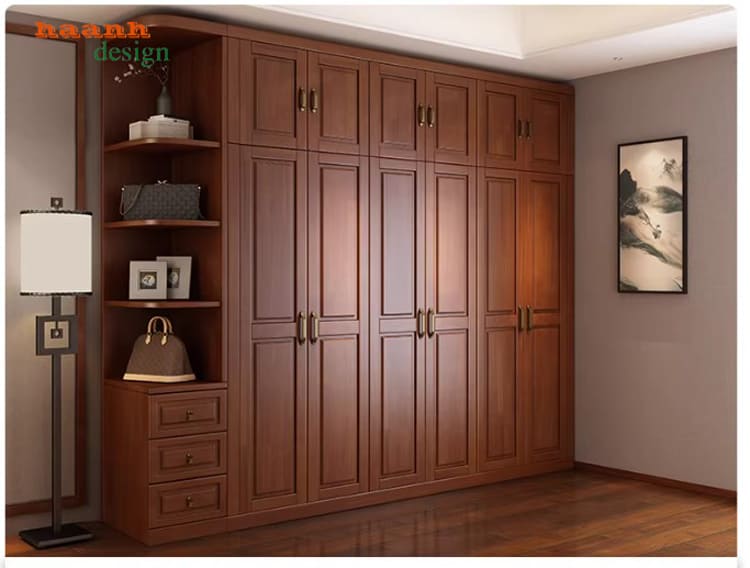 Tủ gỗ quần áo cao cấp gỗ xoan đào thiết kế theo yêu cầu-TAH 012