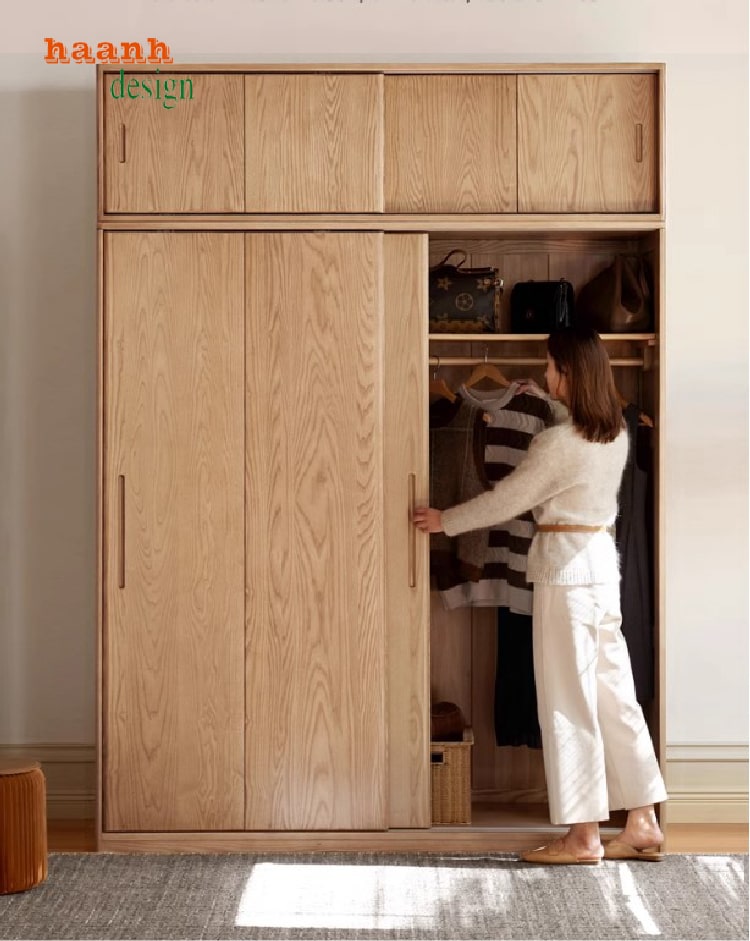 Bí quyết duy trì vẻ đẹp cho tủ quần áo gỗ sồi lâu dài-TAH 006