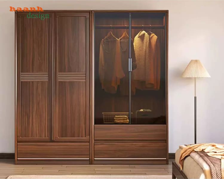 Tủ quần &aacute;o gỗ tự nhi&ecirc;n 