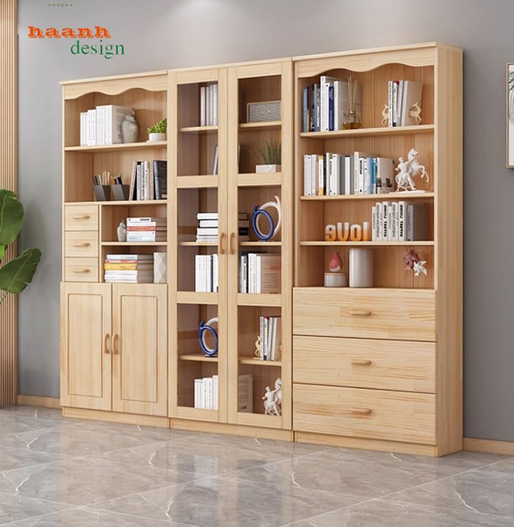 Lý do bạn nên chọn mẫu tủ sách gia đình bằng gỗ sồi ghép thanh-THS 006