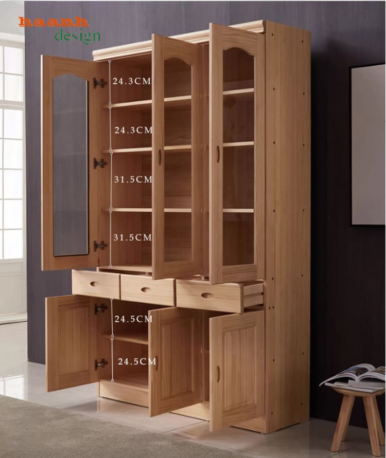 mẫu tủ s&aacute;ch gỗ sồi đẹp thiết kế hiện đại