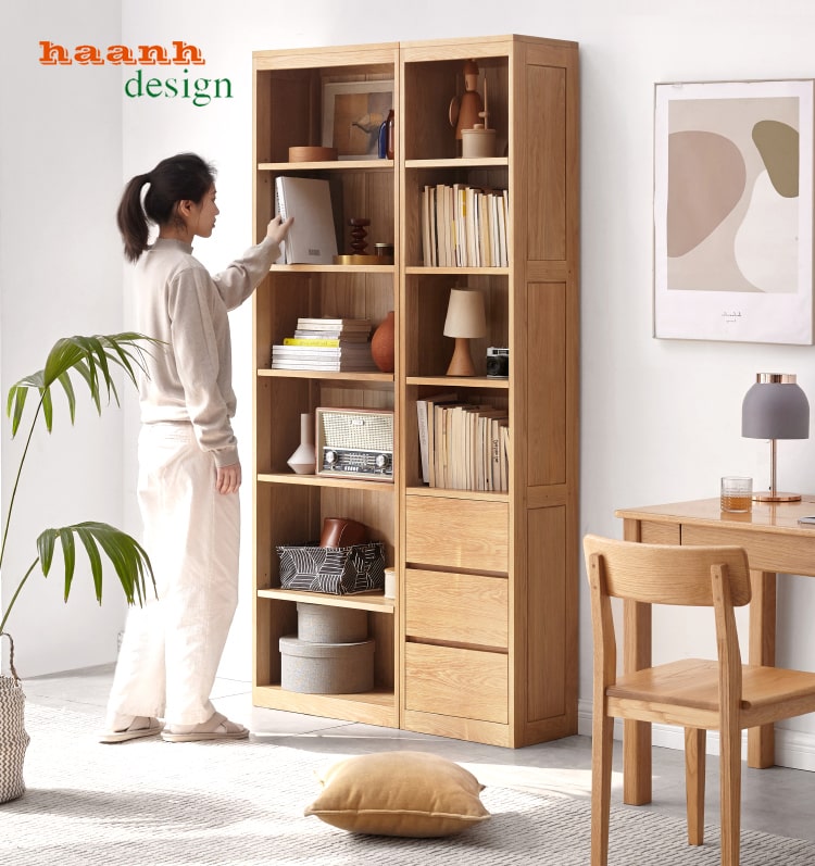 Tủ sách gỗ tự nhiên