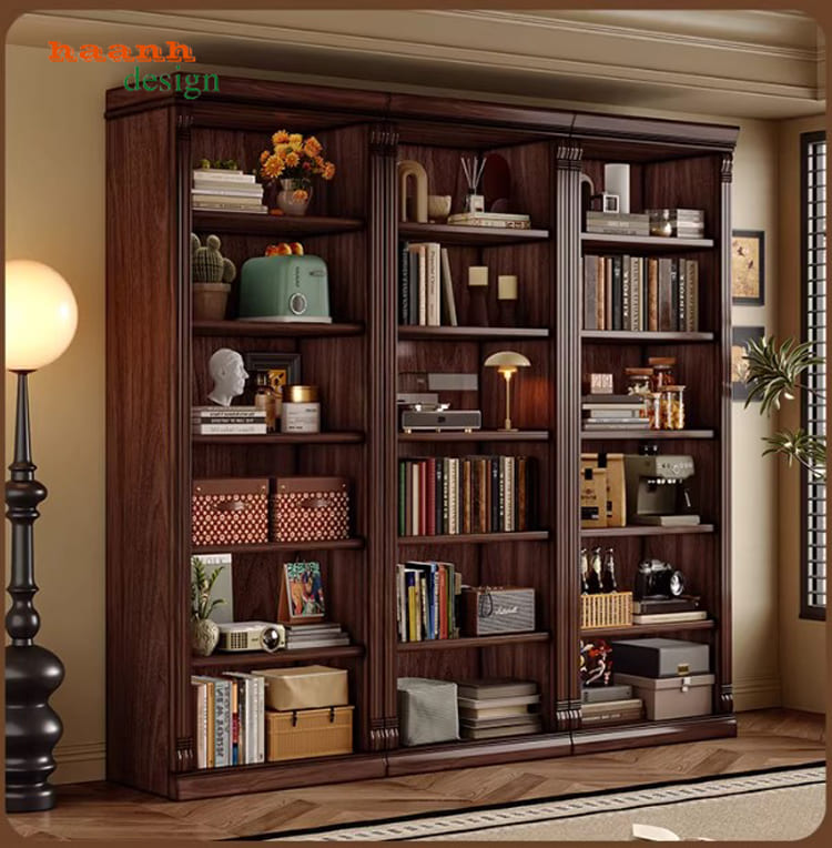 tủ s&aacute;ch t&acirc;n cổ điển gỗ tự nhi&ecirc;n phong c&aacute;ch ch&acirc;u &acirc;u sang trọng