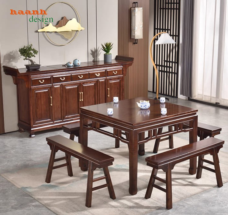 Bàn thờ gia tiên đẹp gỗ gõ tự nhiên – Thiết kế sang trọng-TTG 009