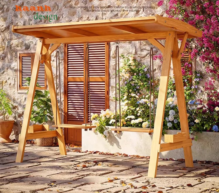 Xích đu gỗ sân vườn