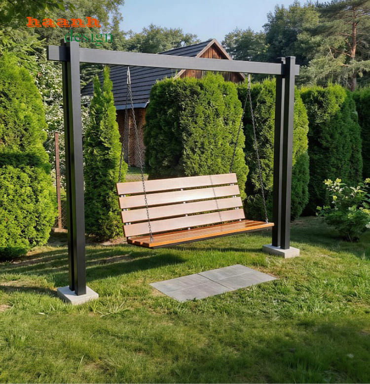 Mẫu xích đu sắt đơn giản đẹp bền cho sân vườn ngoài trời-XDT 007