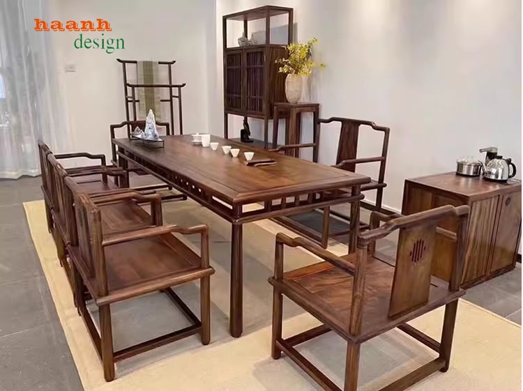 Bàn ghế đời minh gỗ gụ tự nhiên phong cách á đông 