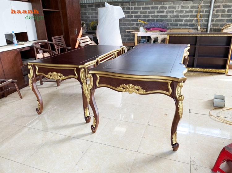 Bàn làm việc tân cổ điển châu âu gỗ tự nhiên 