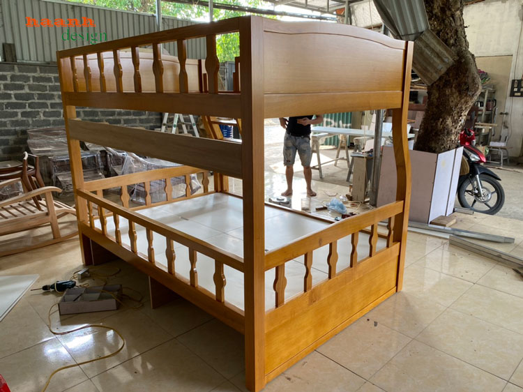Giường tầng trẻ em gỗ sồi tự nhiên