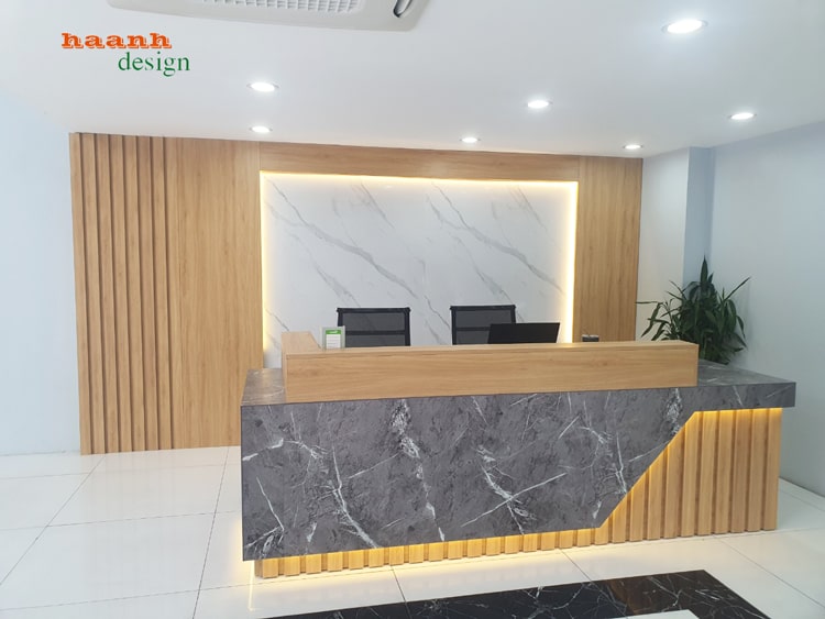 quầy lễ tân gỗ công nghiệp giả đá