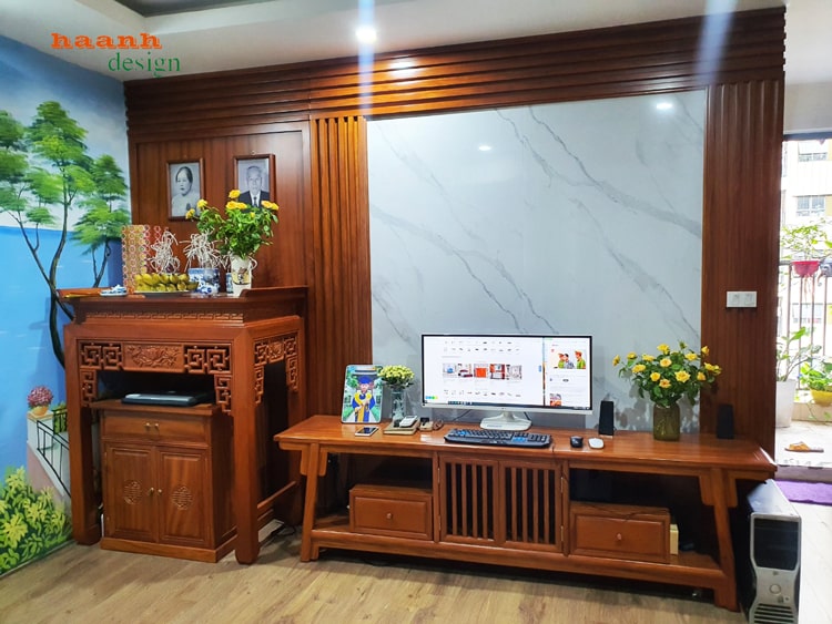 Vách trang trí kệ ti vi đời minh