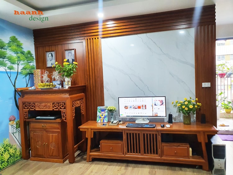 Vách trang trí kệ ti vi đời minh