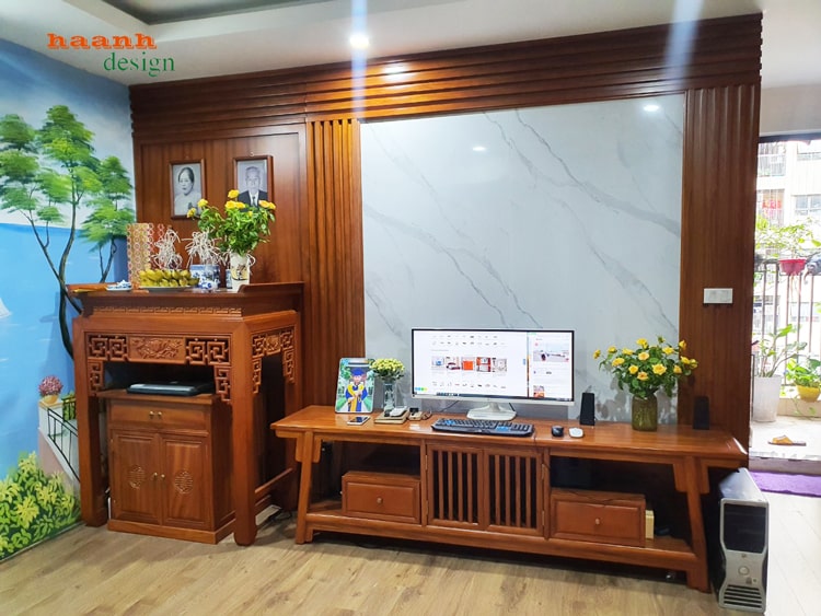 Vách trang trí kệ ti vi đời minh